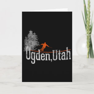 Ogden Utah Vintage Skifahren im Stil der 1980er Ja Karte