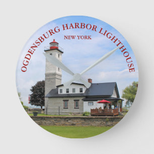 Ogdensburg Harbour Lighthouse, New York Clock Runde Wanduhr