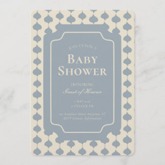 Ogee Stripe Geometric Gender Neutral Beige Blue Einladung