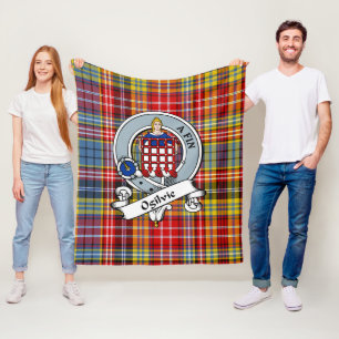 Ogilvie von Airlie Ancient Clan Abzeichen Tartan K Fleecedecke