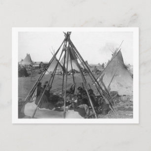 Oglala Frauen und Kinder in Tipi Postkarte