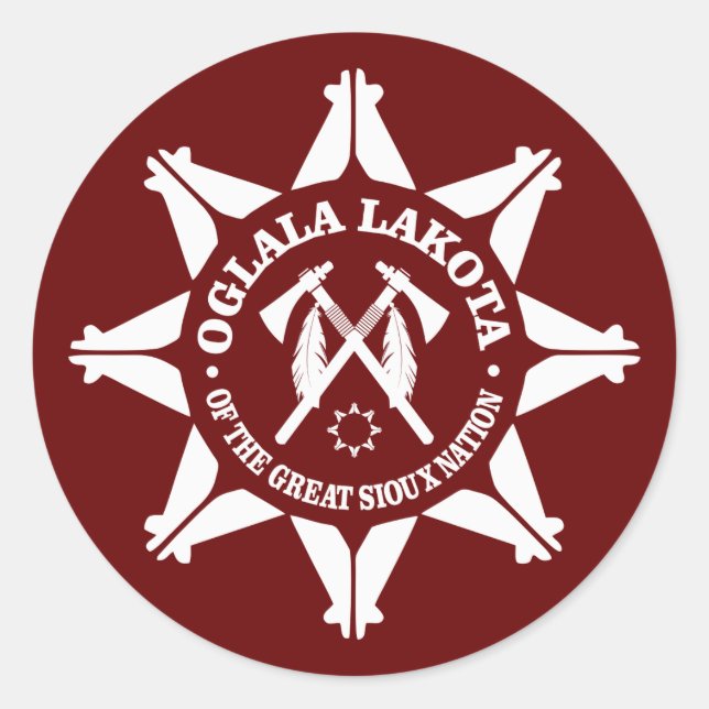 Oglala Lakota Runder Aufkleber (Vorderseite)
