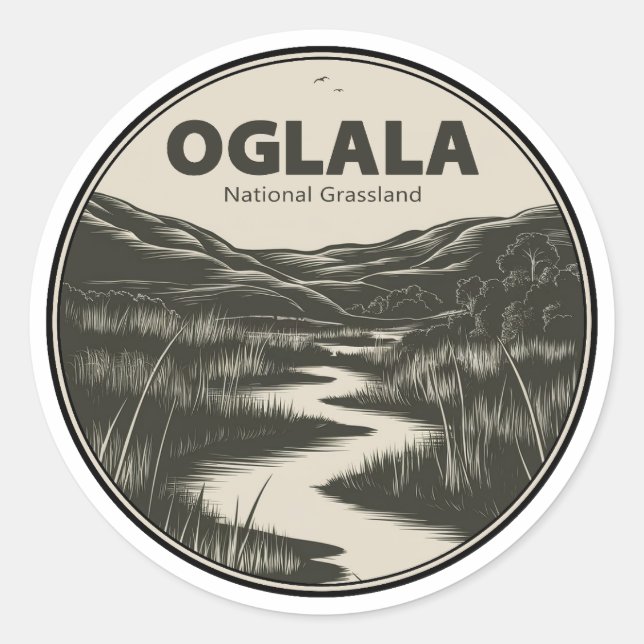 Oglala National Grassland Nebraska Stream Runder Aufkleber (Vorderseite)