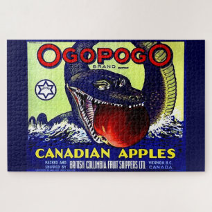 Ogopogo Kanadischer Äpfel Obstkaffee-Etikett Puzzle