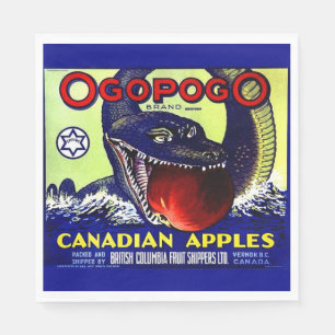 Ogopogo Kanadischer Äpfel Obstkaffee-Etikett Serviette