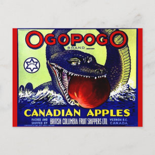 Ogopogo Kanadischer Äpfel Obstkaffee Postkarte