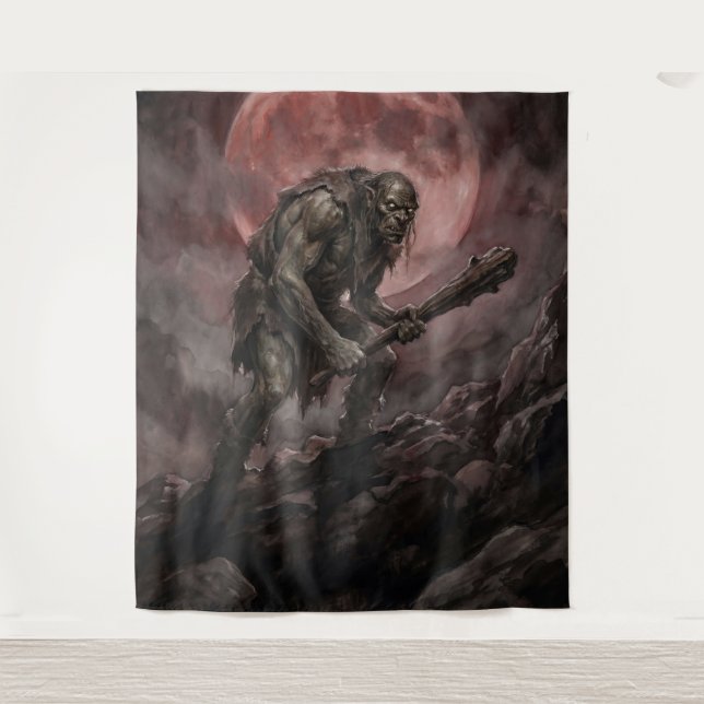 Ogre Beneath the Blood Moon Wandteppich (Vorderseite)