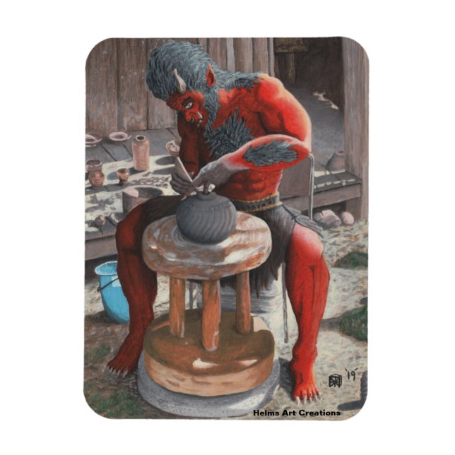 Ogre mit Teichrad Fantasy Flexible Magnet (Vertikal)