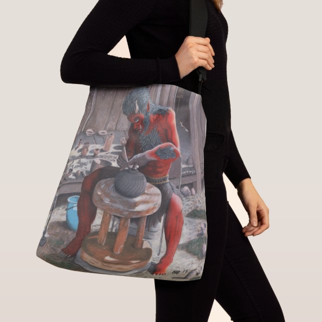 Ogre mit Töne-Rad Fantasy Art Tote Bag Tragetaschen Mit Langen Trägern (Von Nahem)