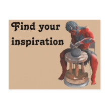 Ogre Spinning Pottery Wheel Fantasy Art Postkarte