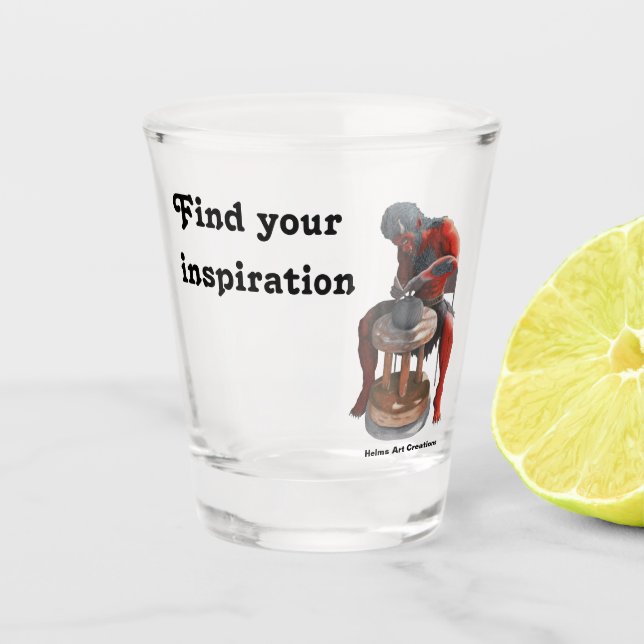 Ogre Spinning Pottery Wheel Fantasy Art Shot Glass Schnapsglas (Vorderseite)