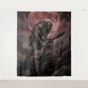 Ogre unter dem blutroten Mond Wandteppich