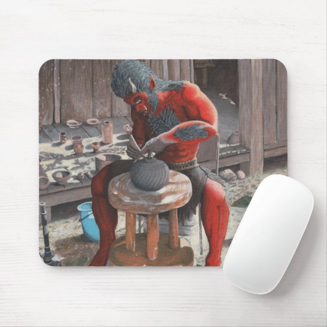 Ogre Working Pottery Wheel Fantasy Art Mousepad (Mit Mouse)
