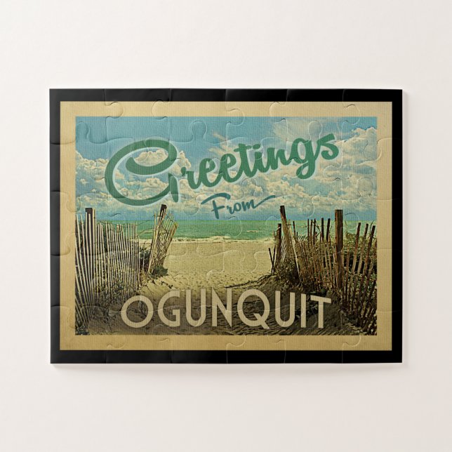 Ogunquit Beach Vintage Travel Puzzle (Horizontal)
