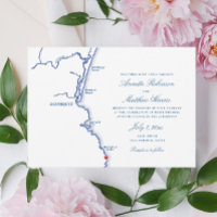 Ogunquit Maine Elegant Navy Map Wedding
