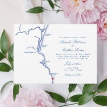 Ogunquit Maine Elegant Navy Map Wedding