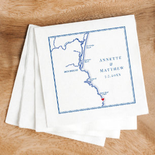 Ogunquit Maine Karte Elegante Hochzeit Serviette