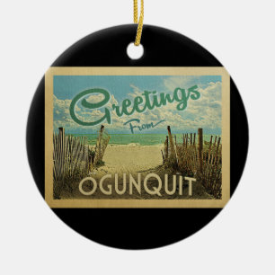 Ogunquit Maine Strand-Vintage Reise Keramik Ornament