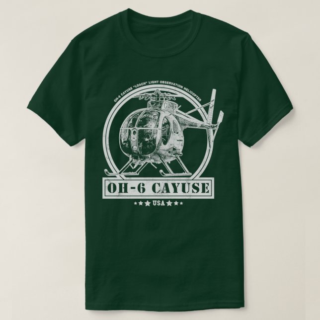 OH6 Loach Cayuse Hubschrauber  T-Shirt (Design vorne)