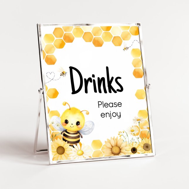 Oh Babee Bee Baby Duschgetränke Poster (Oh Babee Baby Shower Drinks Sign)