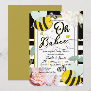 Oh BaBEE Biene Floral Gelb Gold Babyparty Einladung