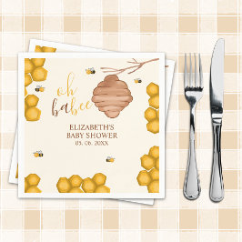 Oh Babee Cute Watercolor Bee Baby shower Serviette