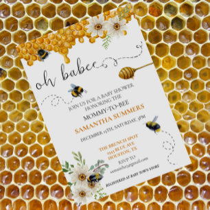 Oh Babee Watercolor Honeycomb Bee Dusche Einladung