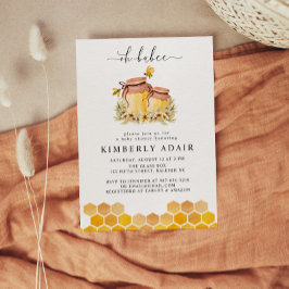 Oh Babee Yellow Watercolor Bumble Bee Floral Einladung