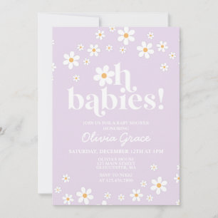 Oh Babies! Baby Shower mit lila Gänseblümchen Einladung
