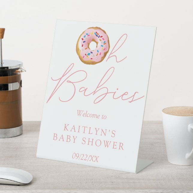 Oh Babies Donut Sprinkle Twin Baby Dusche Willkomm Sockelschild (In SItu)