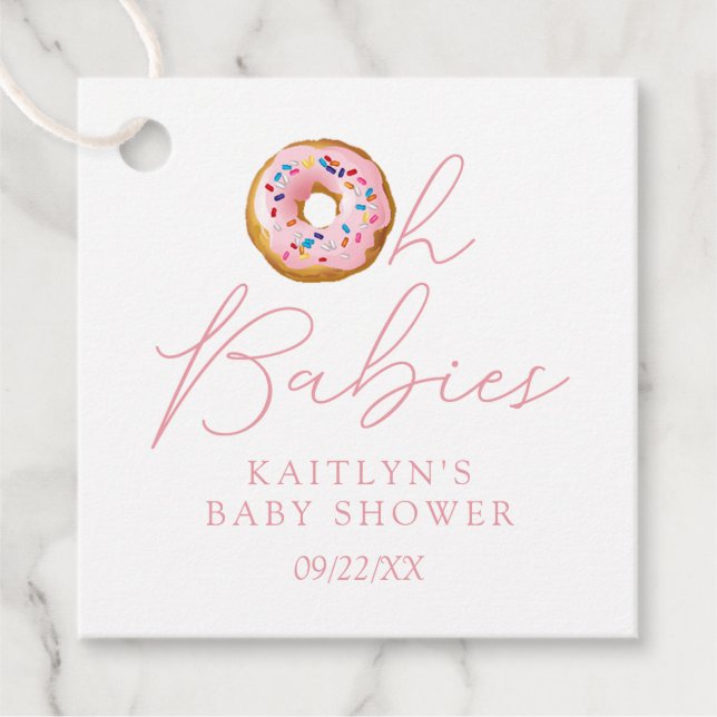 Oh Babies Donut Sprinkle Twin Girls Babydusche Geschenkanhänger (Vorderseite)