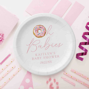 Oh Babies Donut Sprinkle Twin Girls Babydusche Pappteller
