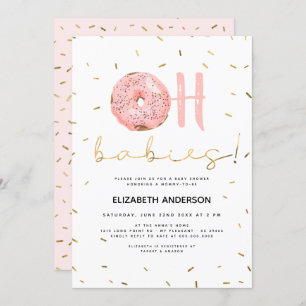 Oh Babies Donut & Sprinkles Gold Girl Baby Dusche Einladung