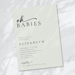 Oh Babies Sage Green Minimalistisch Script Baby Du Einladung