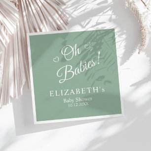 Oh Babies Salbeigrüne Zwillings-Baby-Party-Serviet Serviette