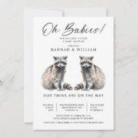 Oh Babies Twins Wasserfarbe Raccoons Babydusche