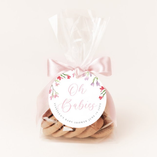 Oh Babies Watercolor Pink Girl Babydusche Geschenkanhänger (Von Creator hochgeladen)