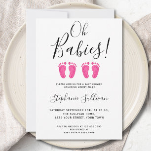 Oh Babies Zwilling Mädchen Baby-Party Einladung