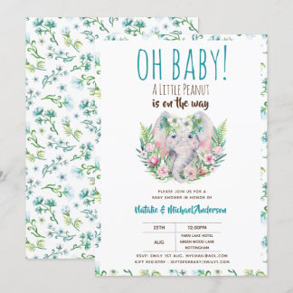 Oh Baby A Little Peanut Boho Elephant Baby Dusche Einladung