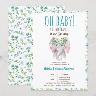 Oh Baby A Little Peanut Elephant Baby Shower Boho Einladung