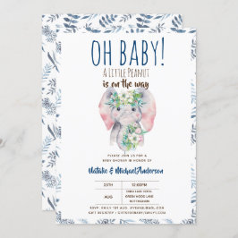 Oh Baby A Little Peanut Elephant Boho Floral Chic Einladung