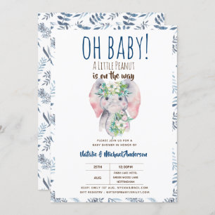 Oh Baby A Little Peanut Elephant Boho Floral Chic Einladung