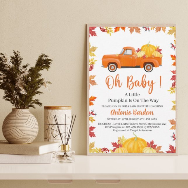 Oh Baby a Little Pumpkin Baby Shower Einladung (Von Creator hochgeladen)