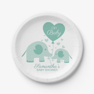 Oh Baby Adorable Minze Green Elephant Babydusche Pappteller