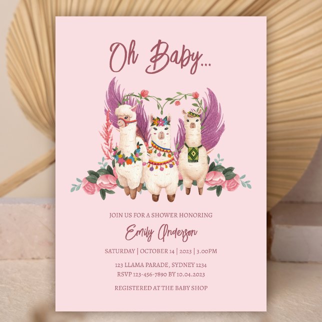 Oh Baby Alpaca Gender Neutral Lama Baby Dusche Einladung (Von Creator hochgeladen)