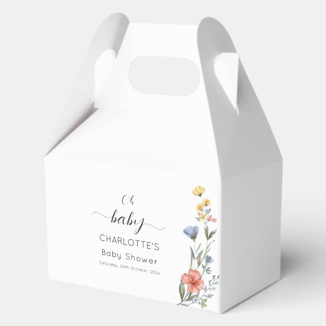 Oh, Baby! Aquarell Wildblume Babydusche Geschenkschachtel (Vorderseite)