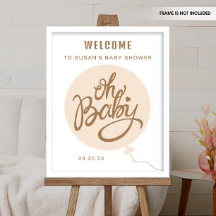 Oh Baby - Baby Dusche Willkommenspender - Ballon Poster