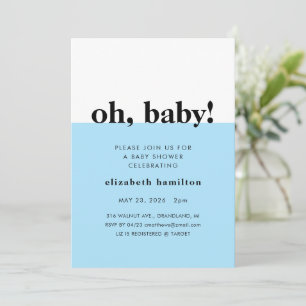 Oh Baby! Baby-Einladung zur Babyparty in Blau und  Einladung