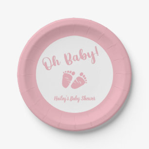 Oh Baby Baby Feet Pink Girl Babydusche Pappteller