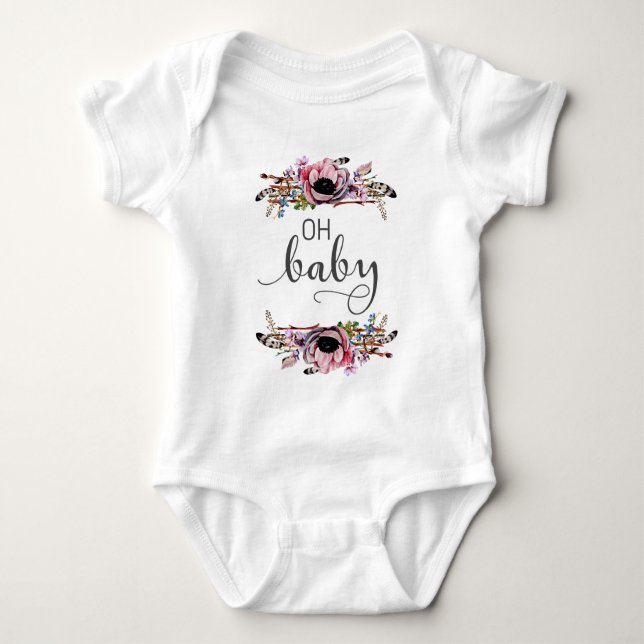 Oh Baby | Baby Girl Boho Blumenfüther Frame Tutu Strampler (Vorderseite)